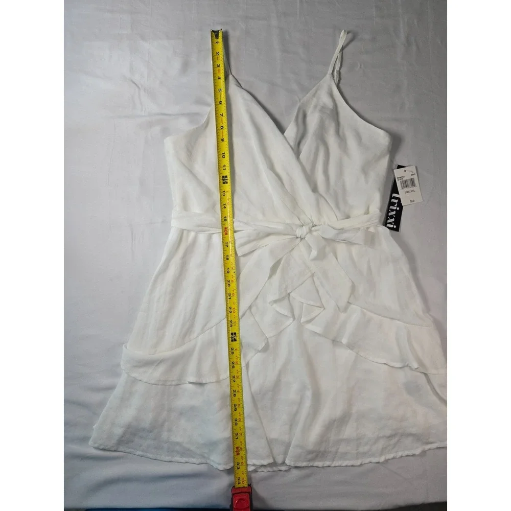 Trixxi White Faux Wrap Mini Dress Size XXL Bridal‎ Shower Feminine Summer Party
